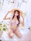 画像1: 【即日発送】【ビキニ】【水着】ツイードプリント バッククロスリボン クロスビキニ 2点セット[YMT] (1)