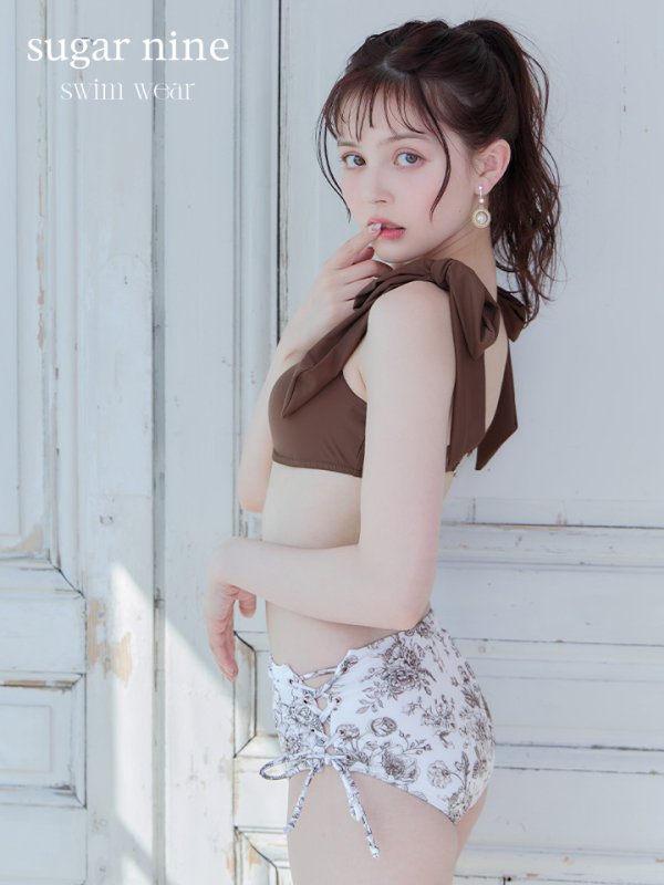 画像9: 【即日発送】【水着セール】【ビキニ】【水着】トワルドジュイ柄 / ショルダーリボンビキニ[YMT][M194-HS-23NN] (9)