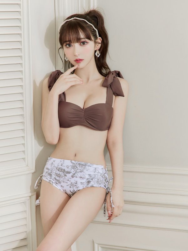 画像35: 【即日発送】【水着セール】【ビキニ】【水着】トワルドジュイ柄 / ショルダーリボンビキニ（MG-K018）[YMT] (35)