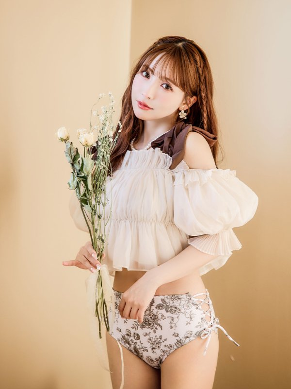 画像15: 【即日発送】【水着セール】【ビキニ】【水着】トワルドジュイ柄 / ショルダーリボンビキニ（MG-K018）[YMT] (15)