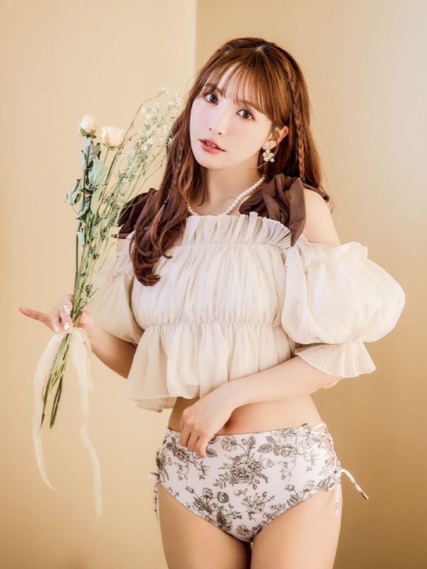 画像16: 【即日発送】【水着セール】【ビキニ】【水着】トワルドジュイ柄 / ショルダーリボンビキニ（MG-K018）[YMT] (16)