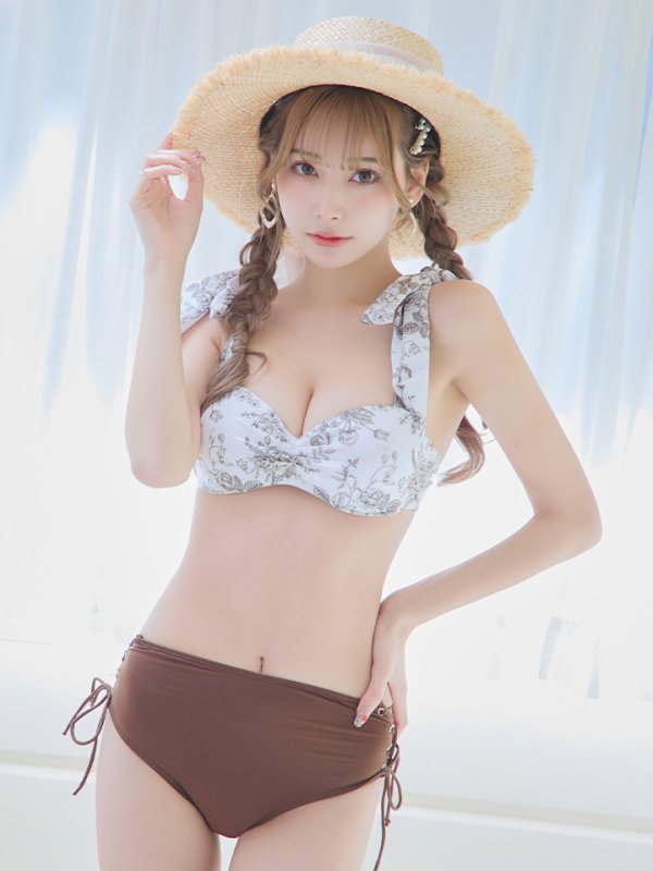 画像18: 【即日発送】【ビキニ】【水着】トワルドジュイ柄 / ショルダーリボンビキニ[YMT] (18)