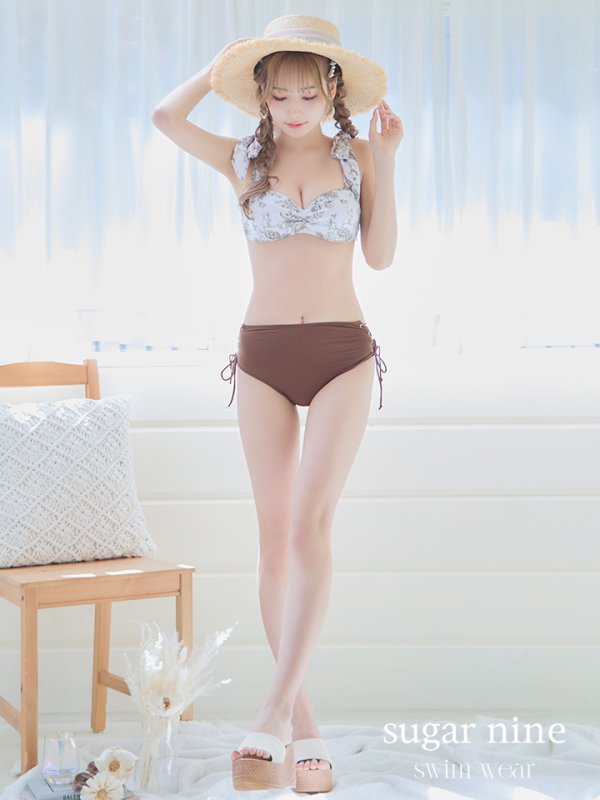 画像8: 【即日発送】【ビキニ】【水着】トワルドジュイ柄 / ショルダーリボンビキニ[YMT] (8)