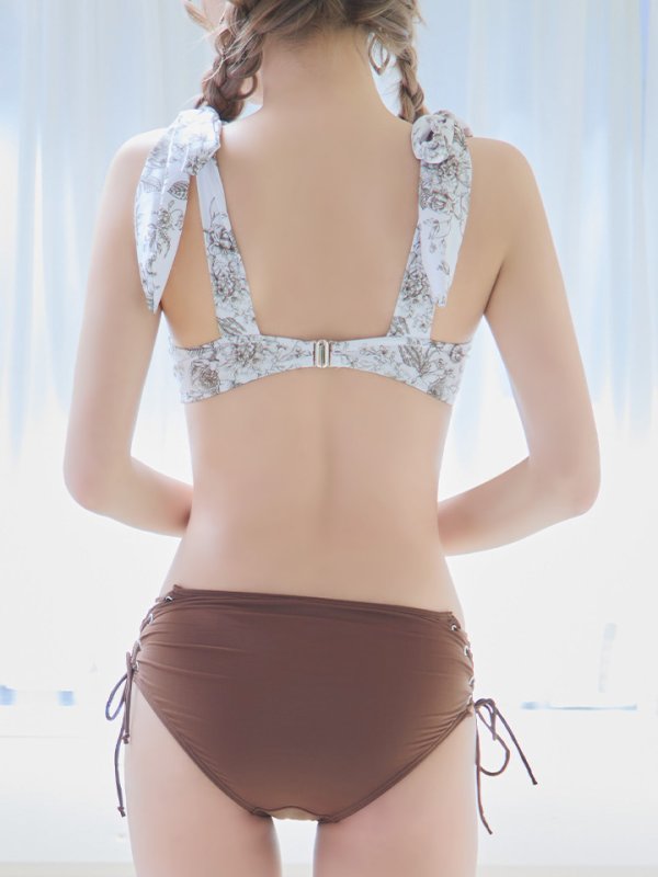 画像12: 【即日発送】【ビキニ】【水着】トワルドジュイ柄 / ショルダーリボンビキニ[YMT] (12)