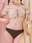 画像5: 【ビキニ】【水着】オフショルビキニ /無地/シャーリング/ニット/2点セット[YMT] (5)