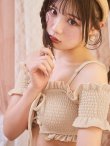 画像7: 【ビキニ】【水着】オフショルビキニ /無地/シャーリング/ニット/2点セット[YMT] (7)