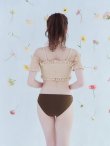 画像10: 【ビキニ】【水着】オフショルビキニ /無地/シャーリング/ニット/2点セット[YMT] (10)