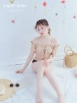 画像2: 【ビキニ】【水着】オフショルビキニ /無地/シャーリング/ニット/2点セット[YMT] (2)
