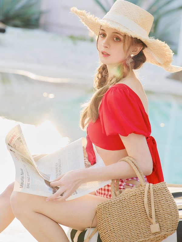 画像8: 【即日発送】【ビキニ】【水着】パフスリーブ2wayビキニ[FB01] (8)