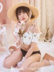 画像1: 【ビキニ】【水着】オフショルビキニ /花柄/シャーリング/ニット/2点セット[YMT] (1)