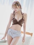 画像21: 【ビキニ】【水着】リーフ柄バッククロスリボンビキニ/ハイウエスト[YMT] (21)