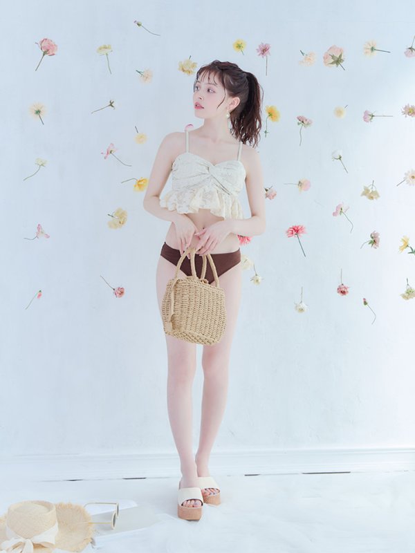 画像12: 【即日発送】【ビキニ】【水着】フリルレースビキニ /ベアトップ/ペプラム/2点セット[YMT] (12)