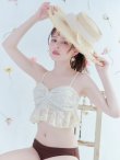 画像15: 【ビキニ】【水着】フリルレースビキニ /ベアトップ/ペプラム/2点セット[YMT] (15)