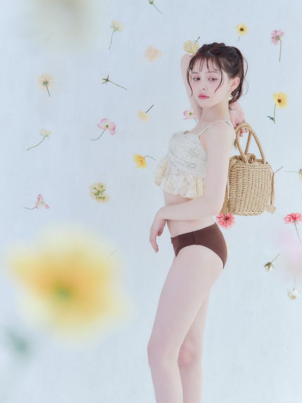 画像7: 【即日発送】【ビキニ】【水着】フリルレースビキニ /ベアトップ/ペプラム/2点セット[YMT] (7)