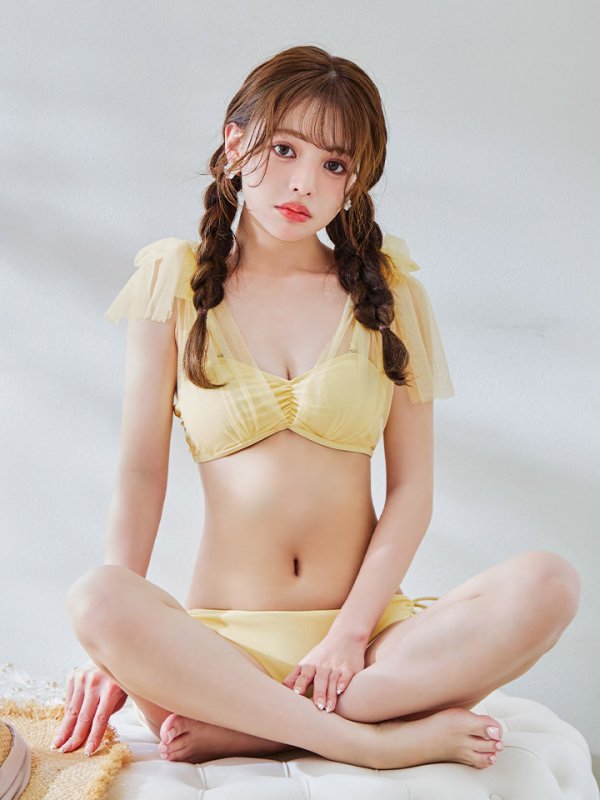 画像25: 【即日発送】【ビキニ】【水着】チュールリボン バストアップ ビキニ 2点セット[YMT] (25)