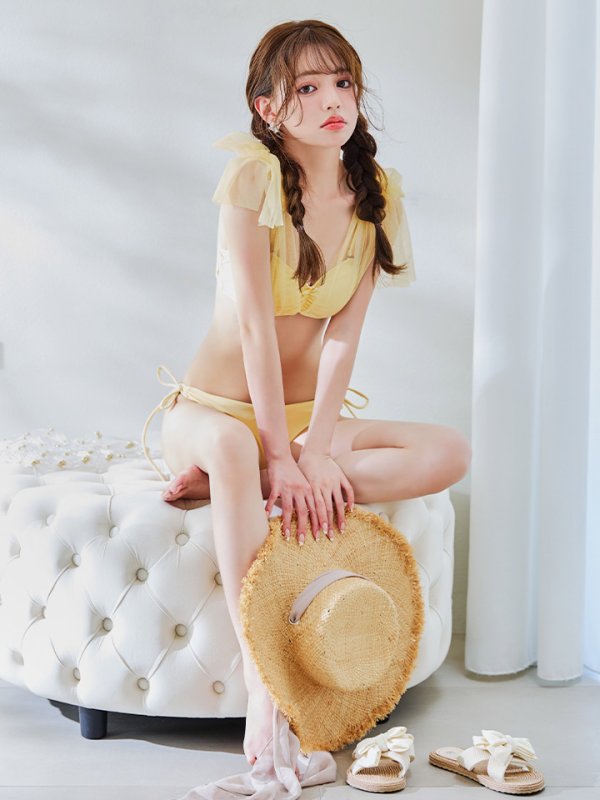 画像26: 【即日発送】【ビキニ】【水着】チュールリボン バストアップ ビキニ 2点セット[YMT] (26)