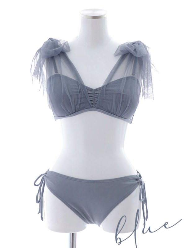 画像41: 【即日発送】【ビキニ】【水着】チュールリボン バストアップ ビキニ 2点セット[YMT] (41)