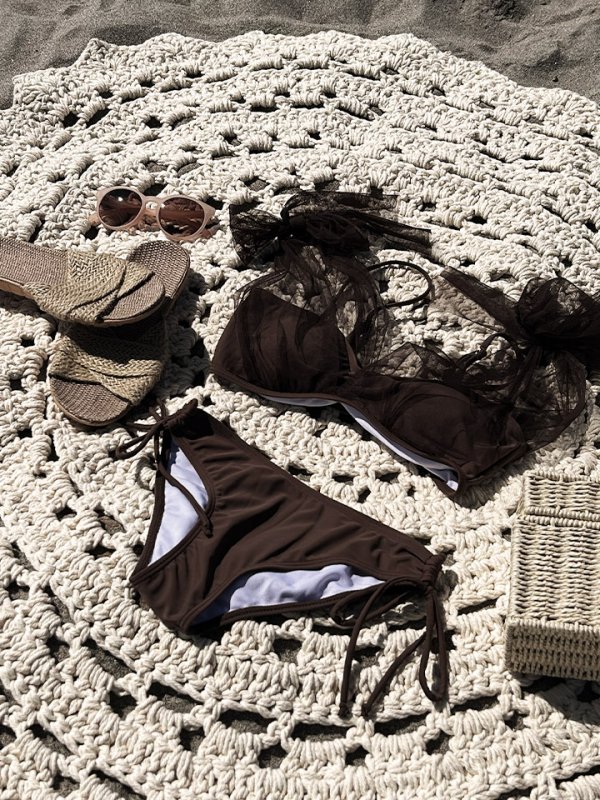 画像49: 【即日発送】【ビキニ】【水着】チュールリボン バストアップ ビキニ 2点セット[YMT] (49)