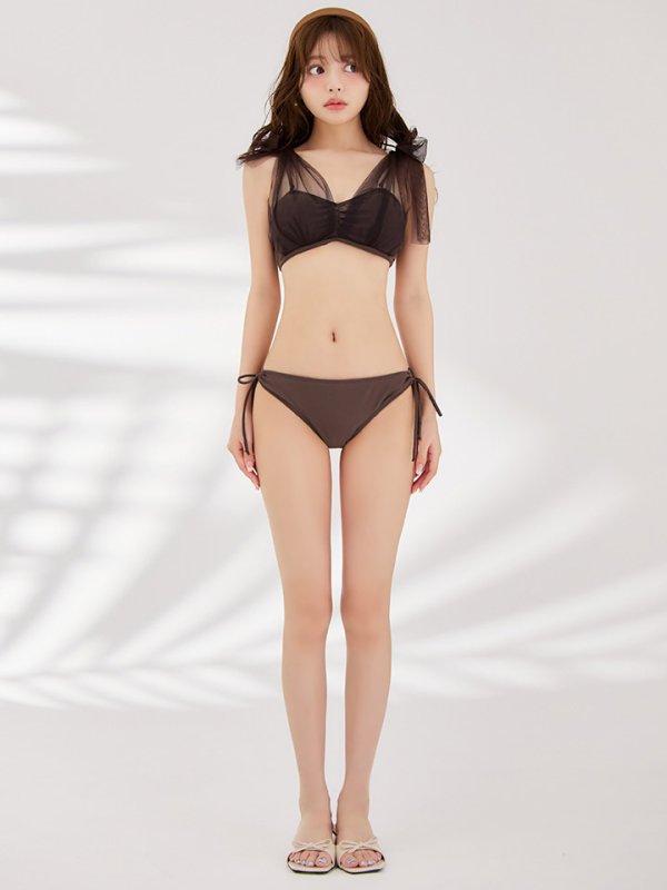 画像32: 【即日発送】【ビキニ】【水着】チュールリボン バストアップ ビキニ 2点セット[YMT] (32)