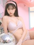画像9: 【ビキニ】【水着】千鳥格子柄  バッククロスリボン クロスビキニ 2点セット[YMT] (9)