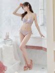 画像37: 【ビキニ】【水着】千鳥格子柄  バッククロスリボン クロスビキニ 2点セット[YMT] (37)