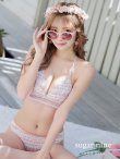 画像1: 【ビキニ】【水着】 ツイードプリント トライアングル ビキニ 2点セット[YMT] (1)