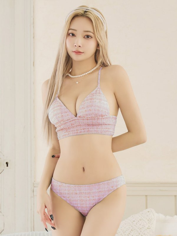 画像21: 【即日発送】【水着セール】【ビキニ】【水着】 ツイードプリント トライアングル ビキニ 2点セット[YMT] (21)