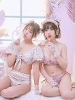 画像8: 【ビキニ】【水着】パフスリーブ 2way ツイードプリント ビキニ 2点セット[YMT] (8)