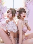画像10: 【ビキニ】【水着】パフスリーブ 2way ツイードプリント ビキニ 2点セット[YMT] (10)