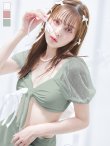 画像49: 【即日発送！】【ビキニ】ドットシアースリーブスカート付きビキニ 3点セット【水着】[YMT] (49)