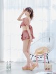 画像12: 【即日発送！】【ビキニ】ドットシアースリーブスカート付きビキニ 3点セット【水着】[YMT] (12)