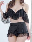 画像11: 【即日発送】【ビキニ】ドットシアーオフショルスカート付きビキニ 3点セット【水着】[YMT] (11)