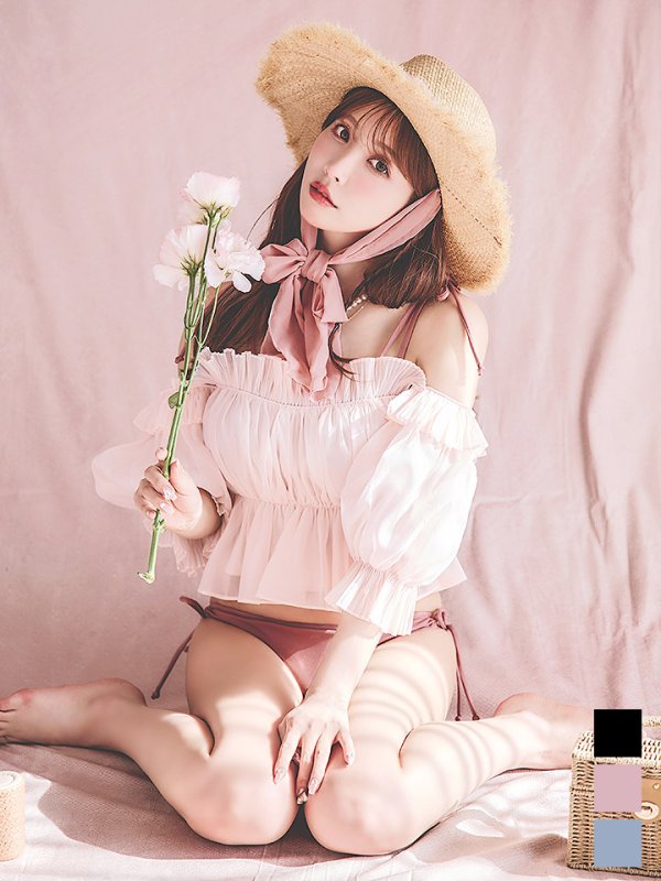 画像8: 【即日発送】【ビキニ】【水着】ショルダー紐シンプルビキニ 2点セット（MG-K018）[YMT] (8)