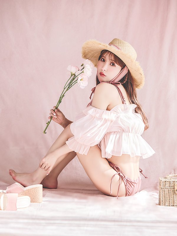 画像1: 【一部予約商品/6月下旬発送予定】【ビキニ】【水着】ショルダー紐シンプルビキニ 2点セット（MG-K018）[YMT] (1)