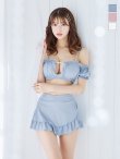 画像7: 【即日発送！】【ビキニ】【水着】袖付きシャーリングトップス 4点セット【予約 / 7月上旬発送予定】[YMT] (7)