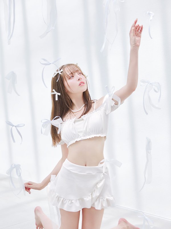 画像22: 【即日発送】【ビキニ】【水着】袖付きシャーリングトップス 4点セット[YMT] (22)