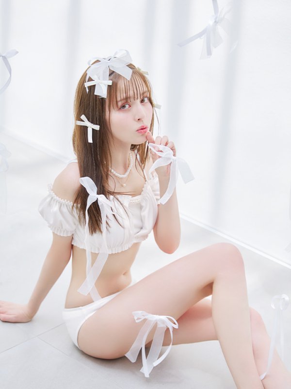 画像28: 【即日発送】【ビキニ】【水着】袖付きシャーリングトップス 4点セット[YMT] (28)