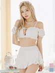 画像2: 【ビキニ】【水着】袖付きシャーリングトップス 4点セット【予約 / 7月上旬発送予定】[YMT] (2)