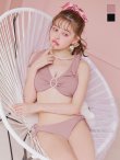 画像2: 【即日発送！】【ビキニ】【水着】肩リボンラウンドパールビキニ 2点セット[YMT] (2)