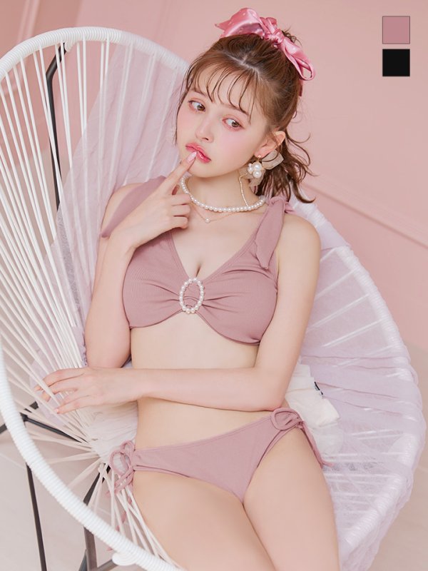 画像26: 【即日発送！】【ビキニ】【水着】肩リボンラウンドパールビキニ 2点セット[YMT] (26)