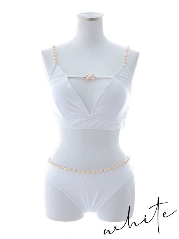 画像32: 【即日発送】【ビキニ】【水着】バストパール&ショルダーチェーンビキニ 2点セット[YMT] (32)