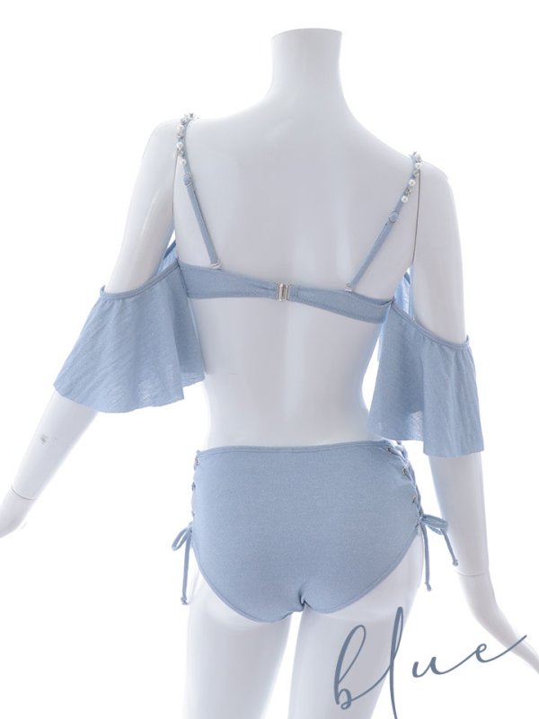 画像39: 【即日発送】【ビキニ】【水着】ハイウエストビッグラメリボン&ビジューキャミソールビキニ 2点セット[YMT] (39)