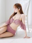 画像2: 【ビキニ】【水着】ハイウエストビッグラメリボン&ビジューキャミソールビキニ 2点セット【予約 / 7月下旬発送予定】[YMT] (2)