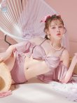 画像23: 【ビキニ】【水着】ハイウエストビッグラメリボン&ビジューキャミソールビキニ 2点セット【予約 / 6月下旬発送予定】[YMT] (23)