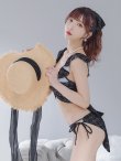 画像2: 【即日発送！】【ビキニ】バックリボン肩フリルツイード柄ビキニ 2点セット【水着】[YMT] (2)