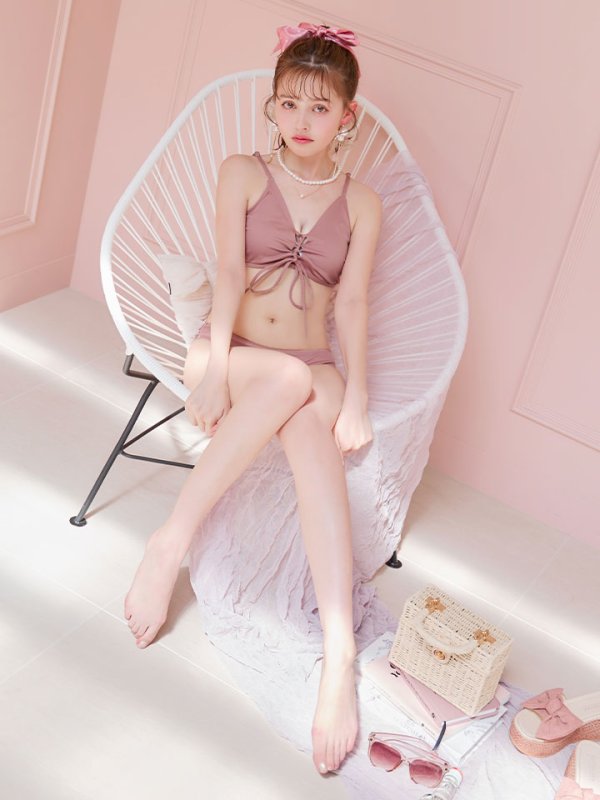 画像10: 【即日発送!】【ビキニ】【水着】レースアップトライアングルビキニ 2点セット[YMT] (10)