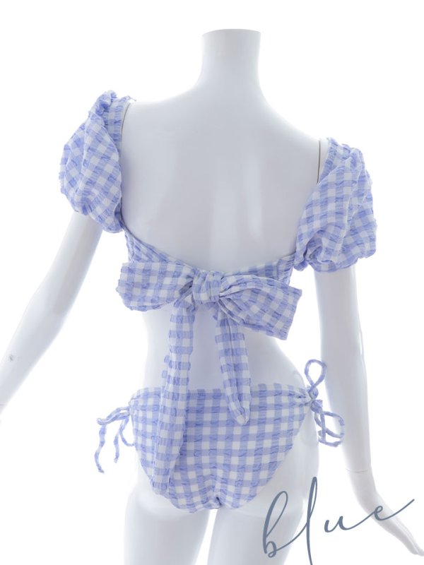 画像46: 【即日発送！】【ビキニ】【水着】ギンガムチェックパフスリビキニ 2点セット[YMT] (46)