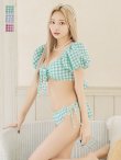 画像7: 【即日発送！】【ビキニ】【水着】ギンガムチェックパフスリビキニ 2点セット[YMT] (7)