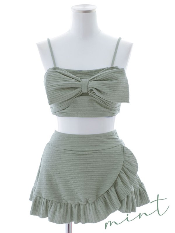 画像22: 【即日発送！】【ビキニ】【水着】ワッフル生地ビッグリボンビキニ 4点セット[YMT] (22)