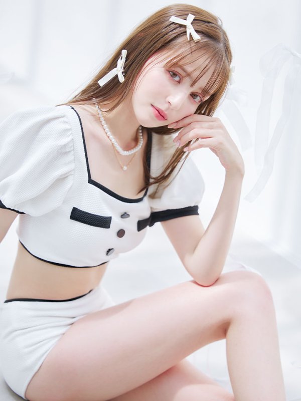 画像9: 【即日発送！】【ビキニ】韓国っぽパフスリパイピングビキニ 2点セット【水着】[YMT] (9)